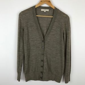 LOFT | Grey & Tan Marled Button Down Cardigan